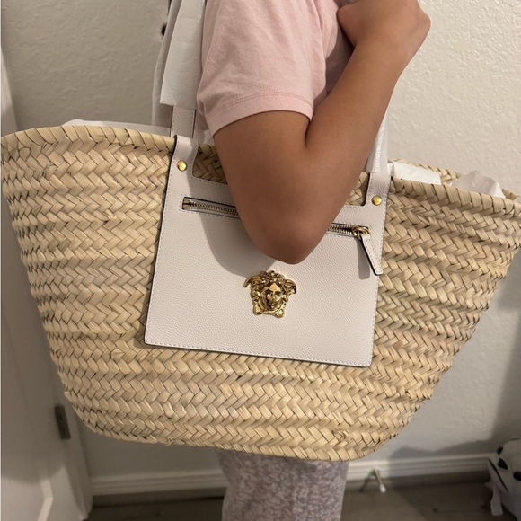 Versace summer woven White handle leather Tote - Picture 5 of 5
